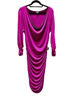 Express Draped Magenta Midi Dress, Size L